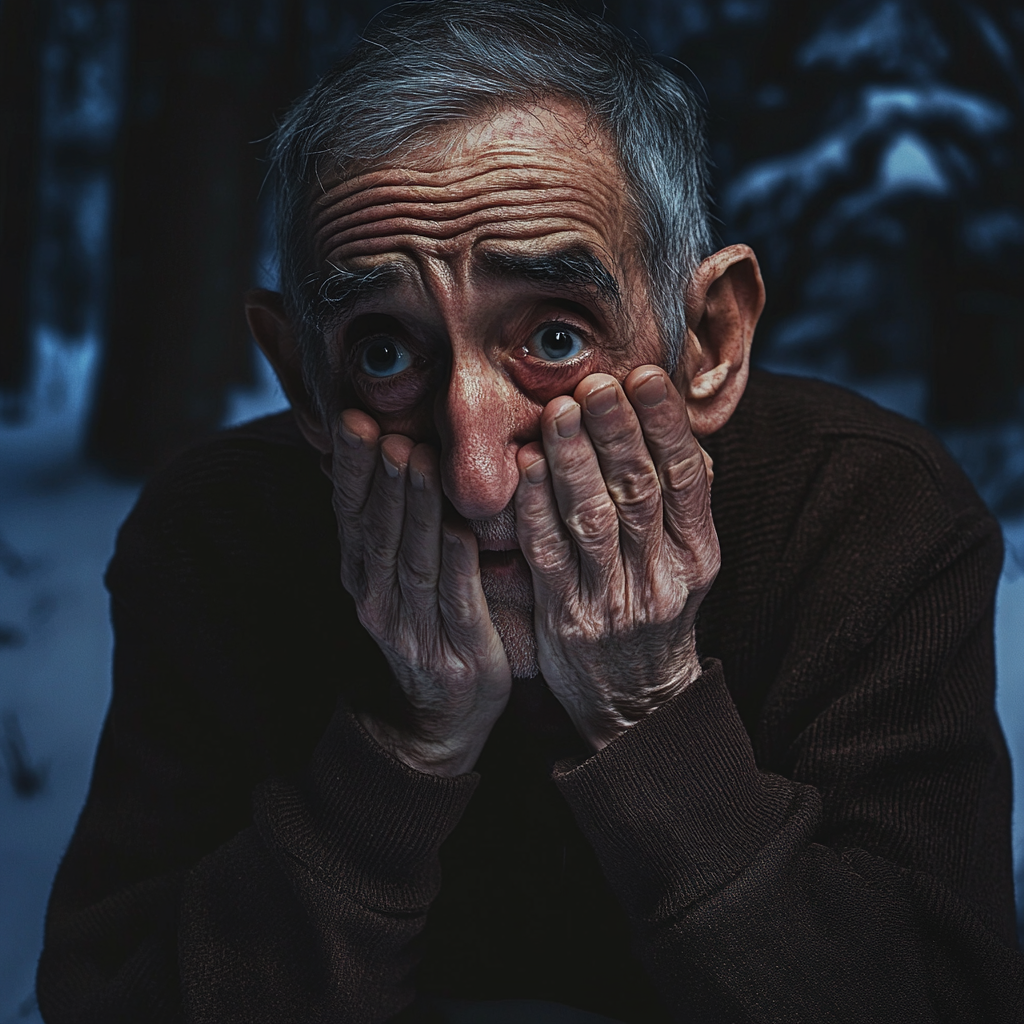 An anxious older man in the woods | Source: Midjourney