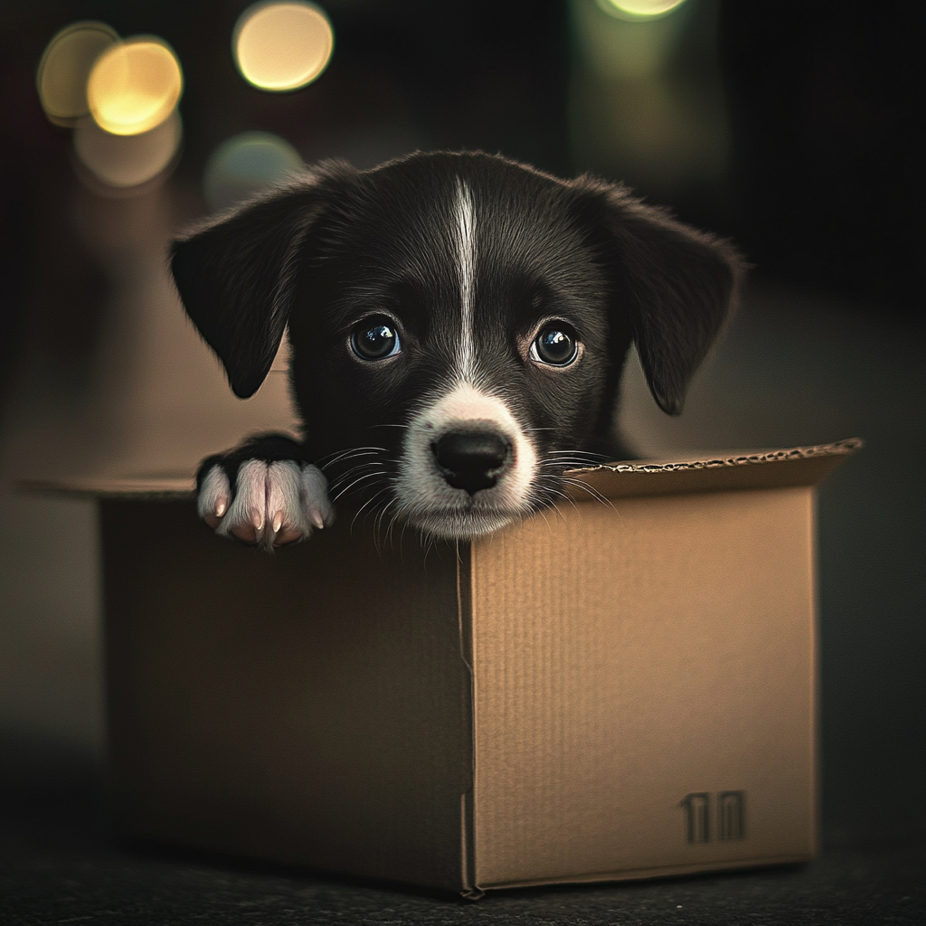 A poor puppy abandoned in a cardboard box | Source: AmoMama