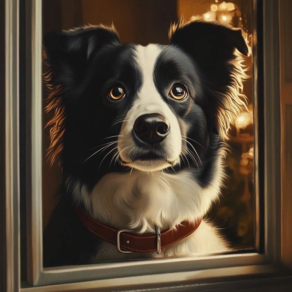 A curious dog looking through the window | Source: Midjourney